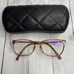 CHANEL Rectangle Glasses Frames 3281 Transparent Brown Acetate